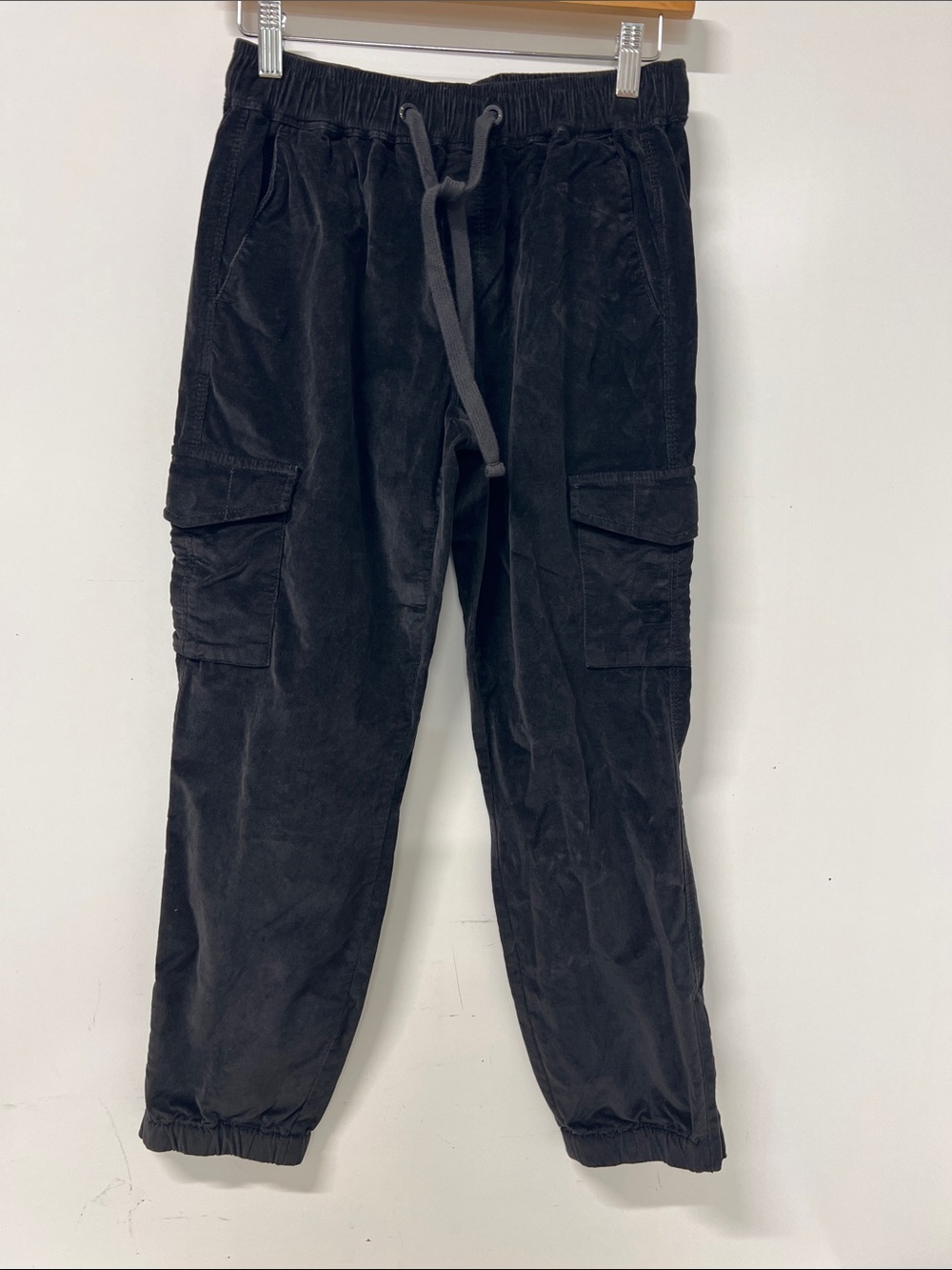 Sanctuary  Corduroy Cargo Jogger, Black, Pull On, Draw String, Zipper Ankle, XS